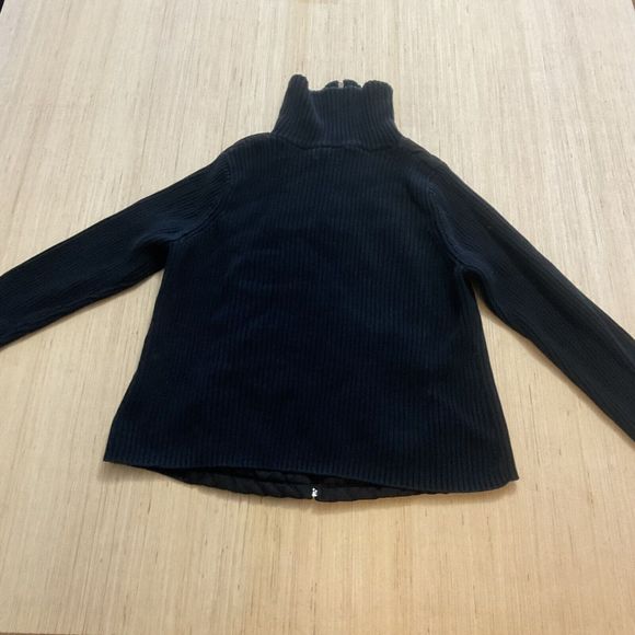 Croft & Barrow Black Knit & Quilted Full Zip Ribbed Turtleneck XL Jacket Pocket - Picture 5 of 6